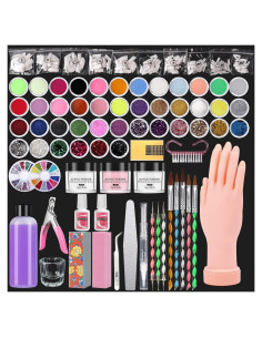 Kit de Uñas Acrílicas DE con Mano de Práctica y Accesorios