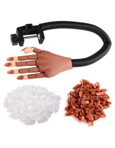 Mano de práctica ajustable Sotong con 200 tips para uñas