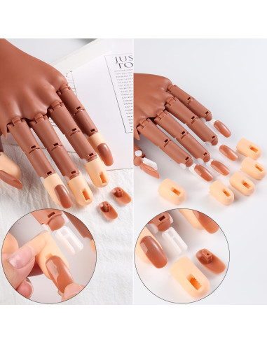 Mano de práctica ajustable Sotong con 200 tips para uñas