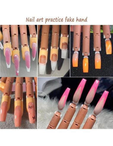 Mano de práctica ajustable Sotong con 200 tips para uñas