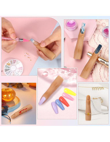 2 Piezas Dedo de Práctica de Silicona para Uñas Acrílicas