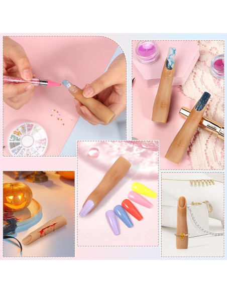 2 Piezas Dedo de Práctica de Silicona para Uñas Acrílicas