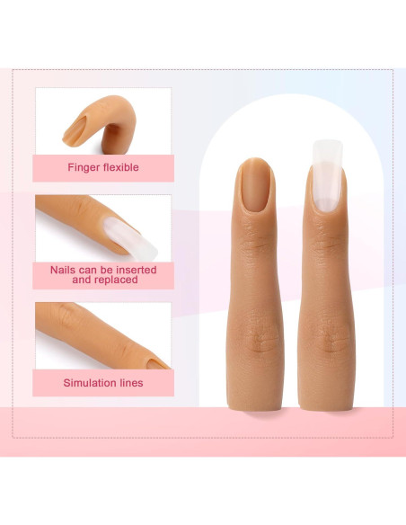 2 Piezas Dedo de Práctica de Silicona para Uñas Acrílicas