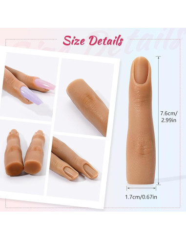 2 Piezas Dedo de Práctica de Silicona para Uñas Acrílicas