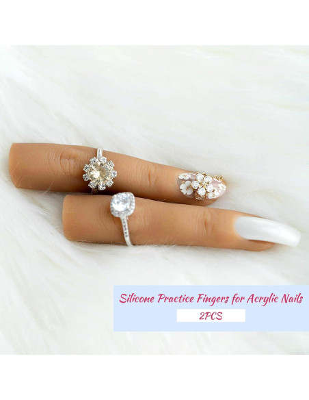 2 Piezas Dedo de Práctica de Silicona para Uñas Acrílicas