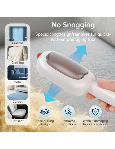 Rodillo Quitapelos Reutilizable INABULETWO para Mascotas Blanco