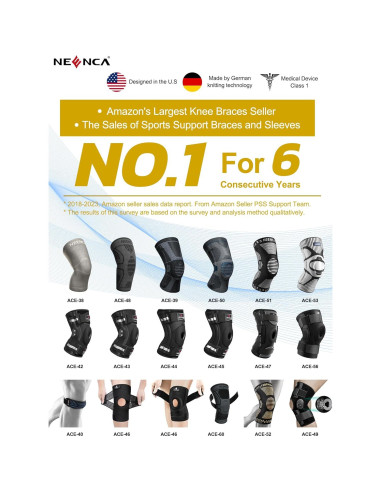 Faja de Rodilla NEENCA XXX-Grande Negra con Almohadilla