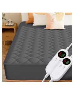 Funda de colchón calefactable MASVIS Queen gris con control dual