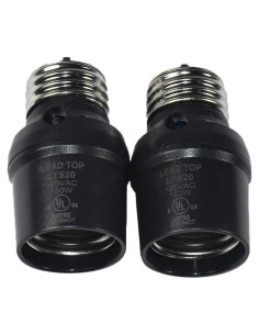 Adaptador de Enchufe con Sensor de Luz HQRP E26 E27 Negro 2 Pzas