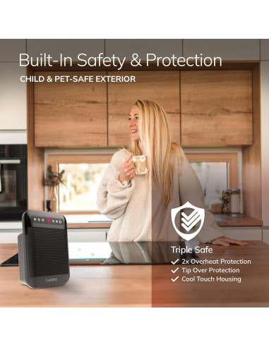 Calentador Cerámico Personal Lasko MyHeat Max 1500W Negro