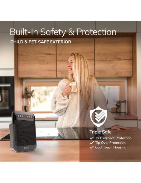 Calentador Cerámico Personal Lasko MyHeat Max 1500W Negro