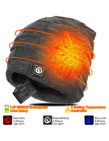 Gorro Térmico Calentado Sun Will Eléctrico Recargable Gris