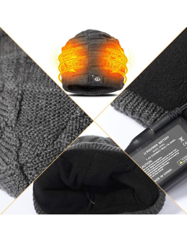 Gorro Térmico Calentado Sun Will Eléctrico Recargable Gris