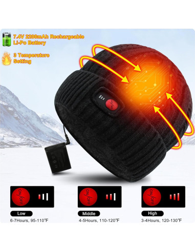 Gorro Térmico Eléctrico Svpro Negro - Recargable Invierno