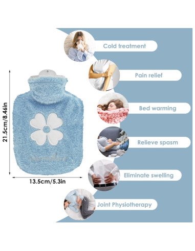 Bolsa de Agua Caliente 500ml Thinp con Funda Suave Azul