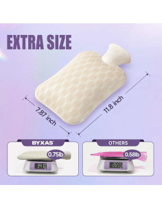 Bolsa de Agua Caliente 2L BYXAS con Funda Polar Blanca 2