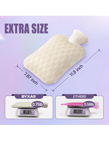 Bolsa de Agua Caliente 2L BYXAS con Funda Polar Blanca