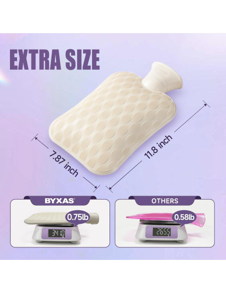 Bolsa de Agua Caliente 2L BYXAS con Funda Polar Blanca