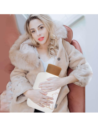 Bolsa de Agua Caliente 2L BYXAS con Funda Polar Blanca