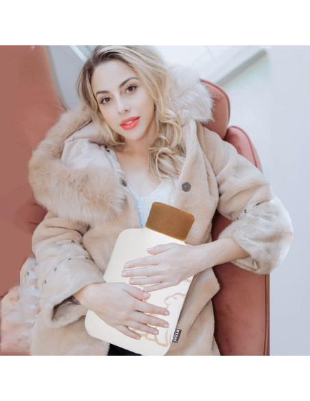 Bolsa de Agua Caliente 2L BYXAS con Funda Polar Blanca