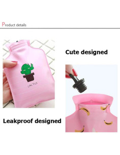 3 Piezas Bolsa de Agua Caliente Goeielewe Rosa 16x10.4cm 2