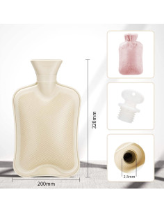 Botella de Agua Caliente Fythao 2L Goma Rosa con Funda 2