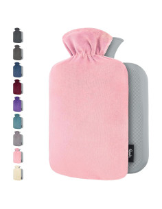 Botella de Agua Caliente Qomfor 1.8L con Funda Suave Rosa