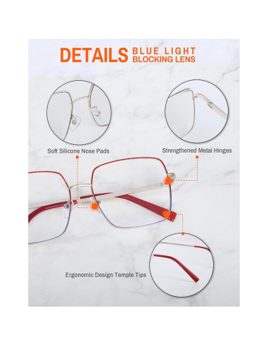 Gafas de luz azul grandes ROWCHIC para mujer, ojo de gato, UV400