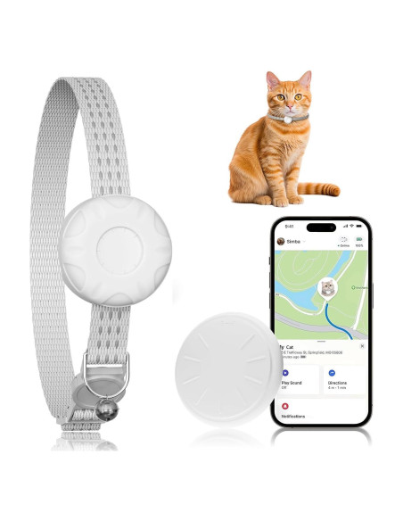 Rastreador GPS para Gatos HONGTOP Blanco, Sin Cuota Mensual