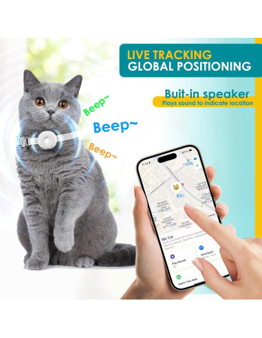 Rastreador GPS para Gatos HONGTOP Blanco, Sin Cuota Mensual