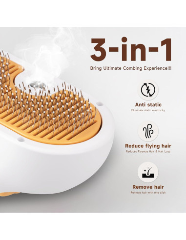 Cepillo de Vapor para Mascotas VVWVVW 3 en 1 con Spray