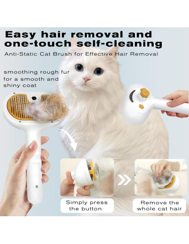 Cepillo de Vapor para Mascotas VVWVVW 3 en 1 con Spray