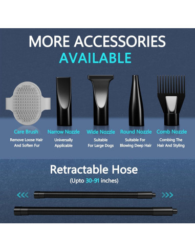 Secador de Pelo Profesional para Perros Blanlody 3800W Azul