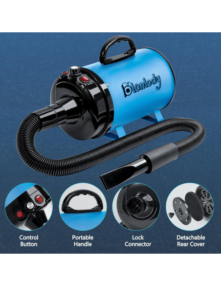 Secador de Pelo Profesional para Perros Blanlody 3800W Azul
