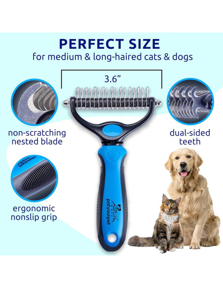 Cepillo Deshedding Pat Your Pet Doble Cara para Mascotas