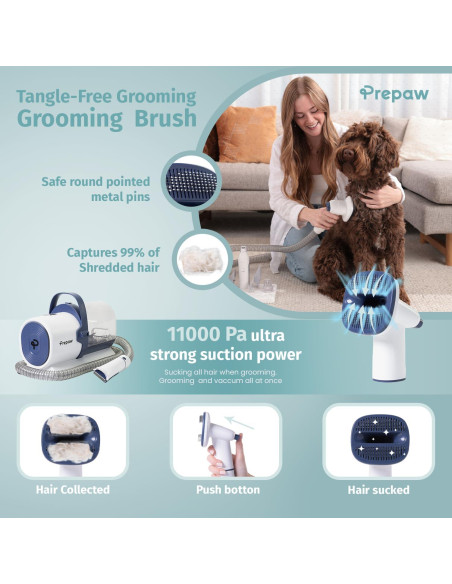 Kit de Aseo para Mascotas PrePaw 7 en 1 con Aspiradora 11000Pa Kit de Aseo para Mascotas PrePaw 7 en 1 con Aspiradora 11000Pa