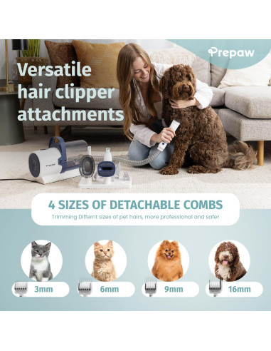 Kit de Aseo para Mascotas PrePaw 7 en 1 con Aspiradora 11000Pa