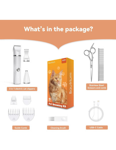 Kit Cortadora de Pelo para Gatos Bautrium YP-7702 3 en 1