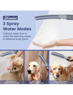 Ducha para Perros Shandus con Manguera 2,44 m y 3 Modos 2
