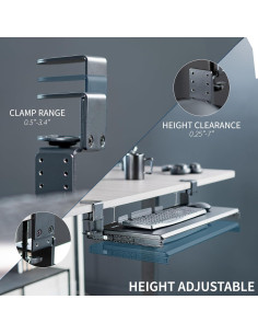 Bandeja de Teclado Ajustable VIVO MOUNT-KB05HB Negra 70x28 cm 2