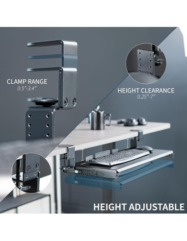 Bandeja de Teclado Ajustable VIVO MOUNT-KB05HB Negra 70x28 cm