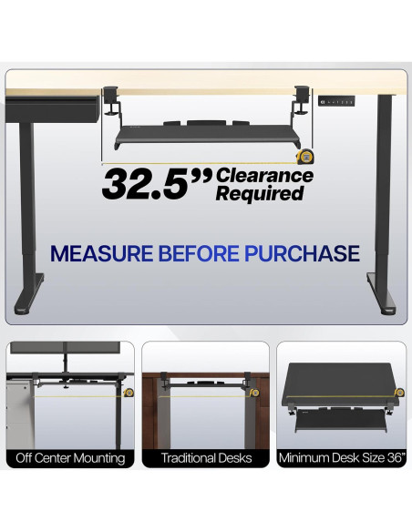 Bandeja de Teclado Ajustable VIVO MOUNT-KB05HB Negra 70x28 cm