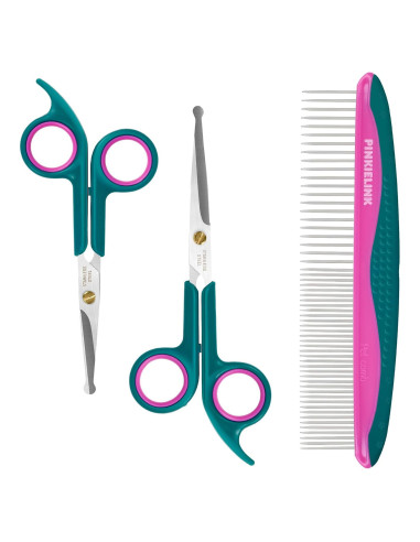 Kit de Tijeras Acicalamiento Mascotas PINKIELINK 3 Piezas