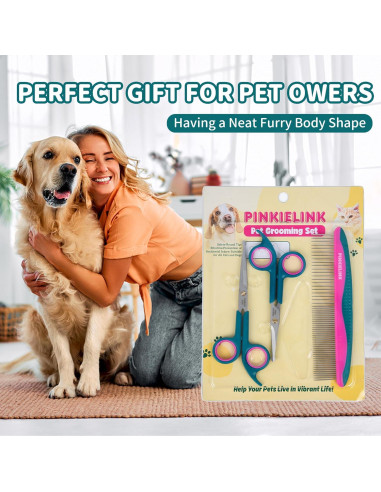 Kit de Tijeras Acicalamiento Mascotas PINKIELINK 3 Piezas
