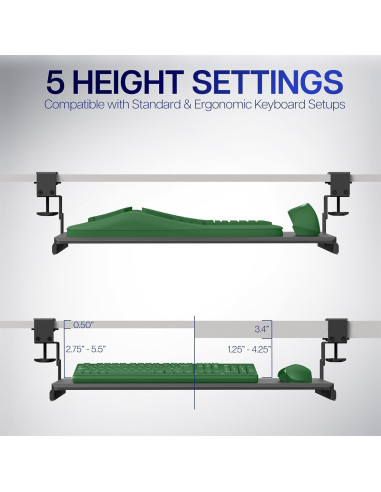Bandeja de Teclado Ajustable VIVO MOUNT-KB05HB Negra 70x28 cm