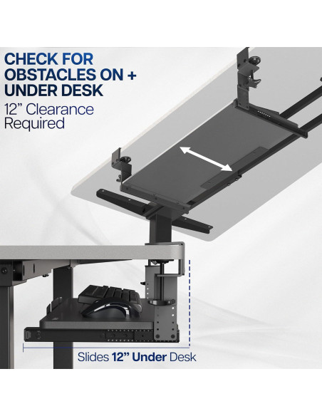 Bandeja de Teclado Ajustable VIVO MOUNT-KB05HB Negra 70x28 cm