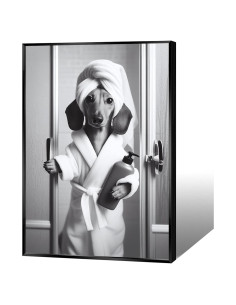 Póster de Lienzo Perro Salchicha en Bata 30x40 cm Enmarcado