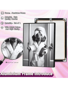 Póster de Lienzo Perro Salchicha en Bata 30x40 cm Enmarcado 2