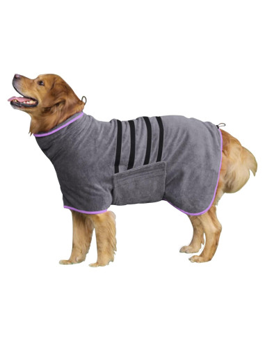 Abrigo Secador para Perros HhiMyOct Microfibra Gris Mediano