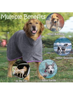 Abrigo Secador para Perros HhiMyOct Microfibra Gris Mediano 2